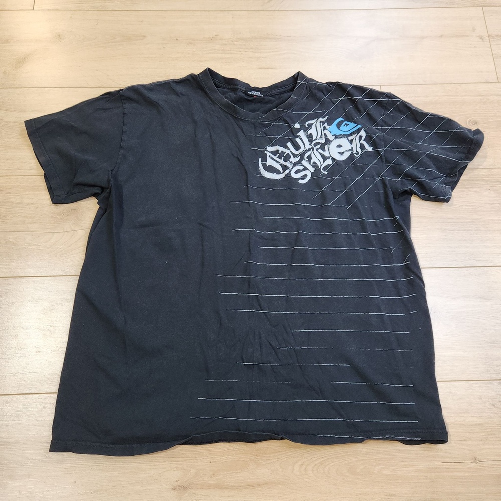 Vintage Quiksilver Shirt Mens XL Black Logo Graphic Tee Surf Skate Streetwear